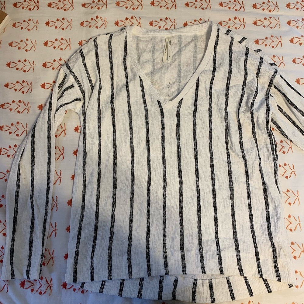 Anthro white and black striped tee